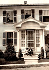 Vintage Old Antique Photo Picture Home Family Girl Boy Sitting On Front Steps