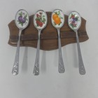 Vintage Avon Fruit De Saison Collector Spoons- Set Of 4 With Wooden Rack - Japan