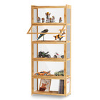 Display Case 67 5 acrylic Collectibles Flip Up Door Wooden Organizer Box   5 Tiers