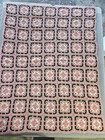 Handmade Crochet Afghan Knit Throw Blanket Granny Square Pink White Green 52x68