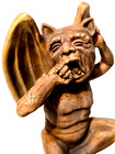 Gothic Brown Yawning Winged Gargoyle Figurine Statue Ledge Sitter Crackle Finish