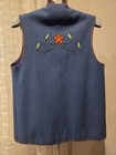 Vintage Embroidered Blue Floral Wool Felt Vest Women s Sz Large Folk Rustic