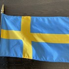Sweden National Flag 7 5 X 12  Swedish Desk Flag Indoor Use Golden Spear Top Vtg
