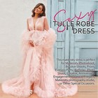 Women s Long Lingerie Tulle Robe Sexy Illusion Sleepwear Bathrobe Scarf Wedding
