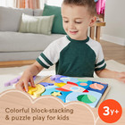 Preschool Toy Wooden Space Jigsaw Puzzle With Stacking Blocks  42 Wood Pieces Fo