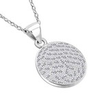Sterling Silver White Clear Cz Round Clover Stud Earrings Pendant Necklace Set