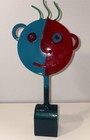 Vintage Folk Art Sculpture Heavy Iron Face Paints   Signed Doorstop