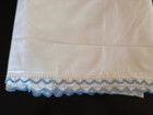 So Pretty  Vtg Crochet Edge Flat Sheet   Pair Coordinating  Pillowcases-blues 