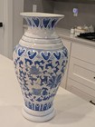 Vintage Chinese Blue And White Porcelain  14  Tall Vase Traditional Chinoiserie