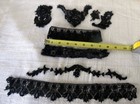 Antique Victorian Black Lace Appliqu     Lace Fragments  8 Piece Lot  Usa