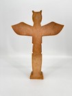 Vintage Northwest Coast Thunderbird Totem Pole Hand Carved Wood Statue 14 Inch