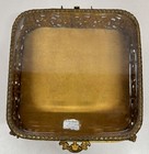 Vtg Ormolu Jewelry Box Gold Filigree Beveled Glass Footed Cherubs Lined Ornate