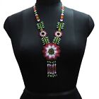 Best Handcrafted Native Huichol Flower Mexican Beaded Necklace Hook Earrings Set