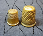Lot 2 Vintage Brass Sewing Thimbles     Small   Medium Sizes     Sewing Notions