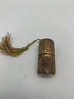 Antique Victorian Sewing Pendant Case Gold Tone Thimble And Thread