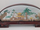 Vintage Oval Chinese asian Cork Art Hand Made Lacquered Wood With Glass 14x7x2