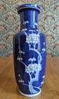19th Century Antique Chinese Blue   White Porcelain Prunus Cherry Blossom Vase