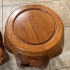 Antique Style Vtg Mid-century Chinese Rosewood Drum Form Stool Stand Seat Pair