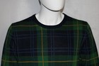 75  Club Room Men s Merino Wool Blend Crew Easy Care Sweater  Blue green Plaid L