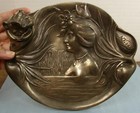 Vintage Lovely Art Nouveau By N  Vidal Inkwell Stand Tray