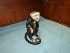Vintage Orignal  Hubley Monkey Cast Iron Doorstop Sitting With Curled Tail