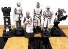 Medieval Times Crusades Blue And White Maltese Knight Chess Pieces Set -no Board