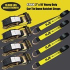 4 Pack Car Tie Down Straps For Trailers - Tire Ratchet Strap With Flat Hooks - 2