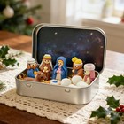 Mini Christmas Nativity Set In Tin Box  Portable Pocket Nativity Scene Decor