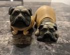 2001 Chinese Pug Dog Fawn Black Mask Face Figurine Heavy Decor Set Of 2