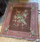 Collections Etc  Tapestry Throw Blanket Red Rose 60x52 100  Cotton Vintage Nos