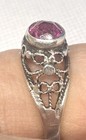 X29 Antique 1 Ct Pink Ruby 6 Mm 875 Silver Ring Size 7 Vintage Russia Filigree