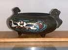 Old Or Antique Chinese japanese Enamel On Bronze Censer