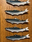 Vtg Set Of 5 Painted Ceramic Fish Oriental Chopstick Holders