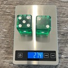 Vintage Pair Green Large Bakelite  Translucent Dice 1-15 16    274g Excellent Cond