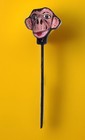 19    Vintage Paper Mache Rattler Maraca Monkey Head On Stick