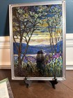 Vtg Mma Louis Tiffany Magnolia Irises Stained Glass Panel 13 x9  Reproduction