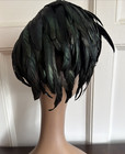 Vtg 1940s 50s Don Anderson Iridescent Black Rooster Feather Women   s Pill Box Hat