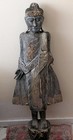Vintage Burmese Wood Silver Gilt Standing Buddha Statue Large 40 In