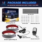 2x 70  Running Board Lights Strips  Amber White Led Emergency Strobe Light Strip