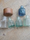 6 X Assorted Vintage Antique Glass Pottery  Ink Bottles Inkwells 