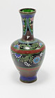 Antique Japanese Cloisonne Enamel Floral Vase 6  1868-1912 Meiji Era Brass Base