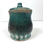 Studio Pottery Canister Jar With Lid Signed Blue Brown Drip Glaze