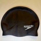 Speedo Silicone Swim Cap Black Solid Logo Adult Unisex Water Sports Training