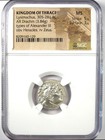 Lysimachus Alexander Silver Ar Drachm Greek Thrace Coin 305 Bc - Ngc Ms  unc 