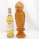 Vintage Chinese Carved Wood Guanyin Statue Three Piece