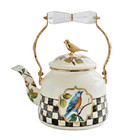 Decorative Checkered Teapot With Bird Finial