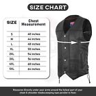 Mens Genuine Leather 7 Pockets Motorcycle Biker Vest Anarchy Black Soa  3540blk