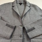 Talbots Merino Wool Blazer Jacket Sz  Lg Gray Herringbone 