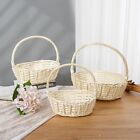 Set Of 3 Light Color Hand Woven Wicker Rattan Flower Picnic Gift Easter Baskets