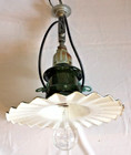 20  Street Light Porcelain Radial Wave Line Material Industrial Green Vintage